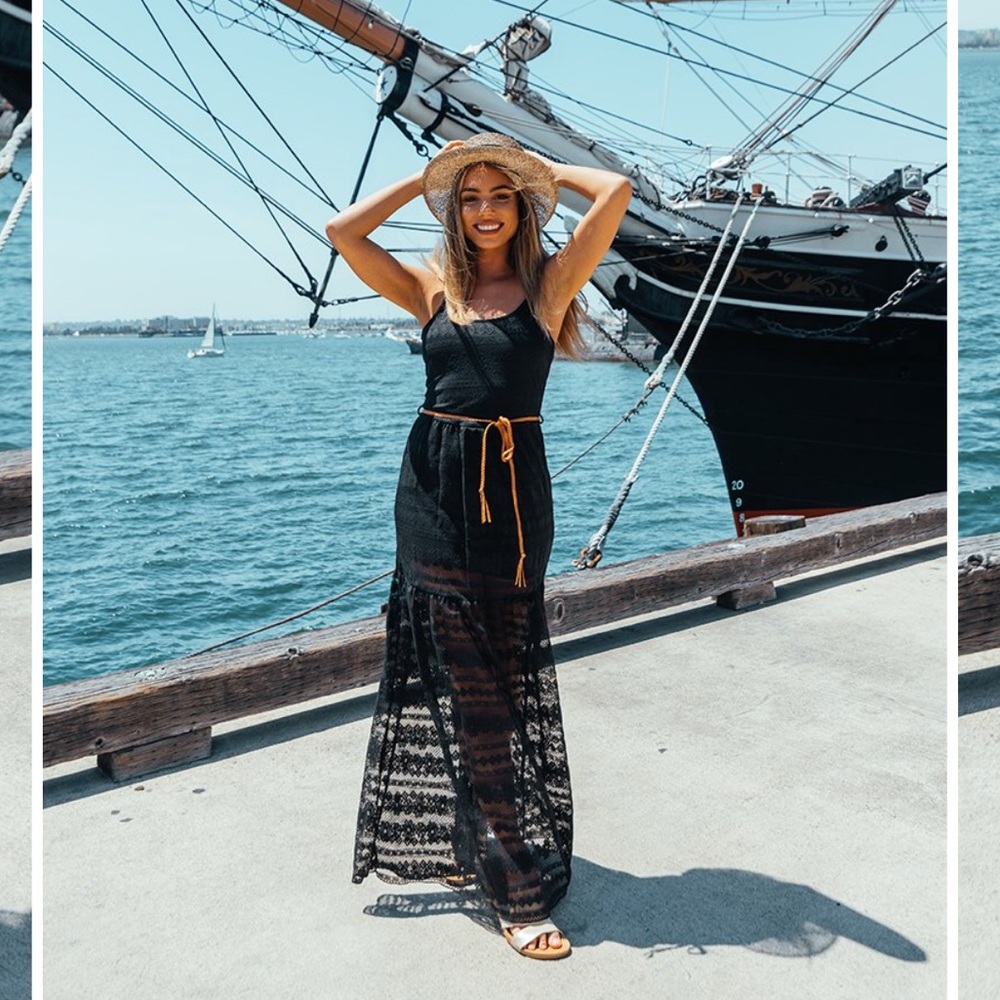 Black Rylee Lace Maxi Dress